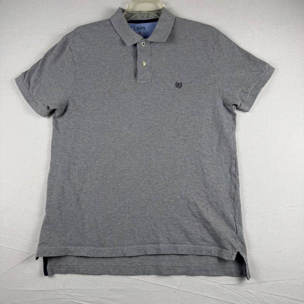 Chaps The Everyday Polo Mens Medium Gray Short Sleeve Cotton Pique Shirt